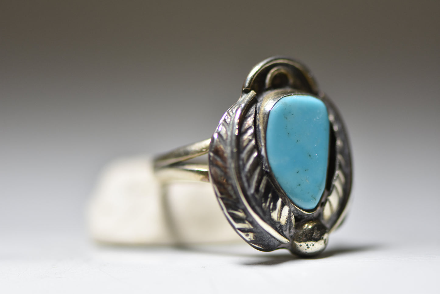 Turquoise Ring Navajo southwest feathers girls women sterling silver