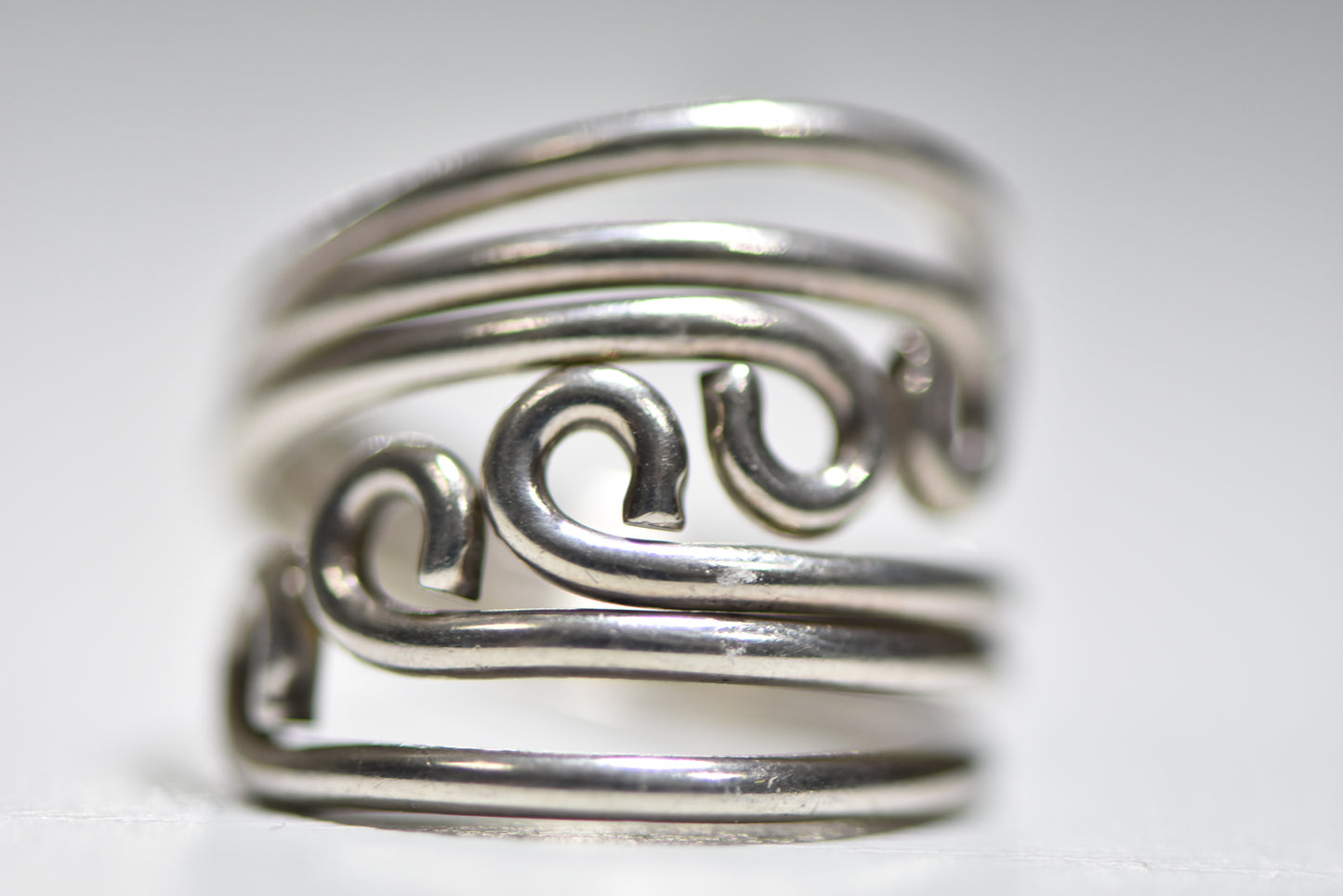 Spiral ring modern band Mexico mid century sterling silver women girls Size  6.75