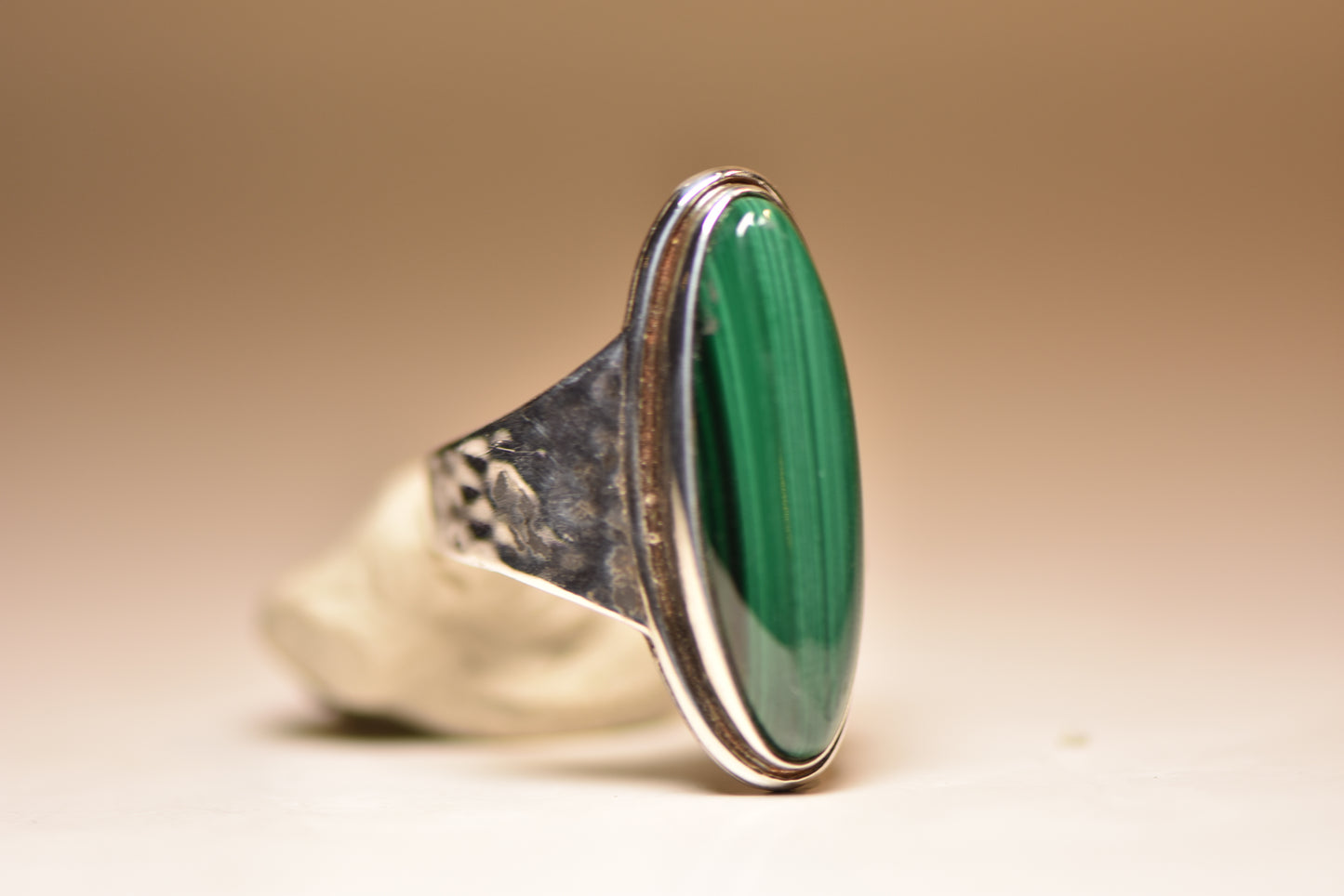 long malachite ring hammered band sterling silver women men