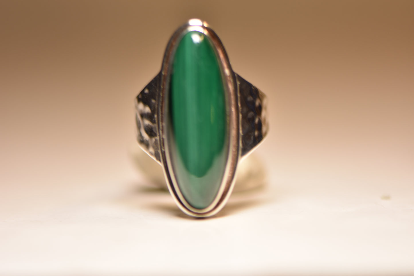 long malachite ring hammered band sterling silver women men