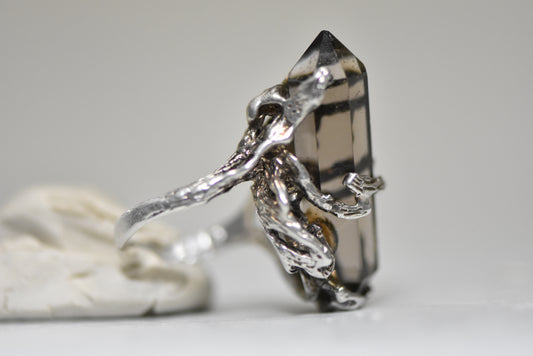 crystal ring brutalist long quartz crystal sterling silver women girls
