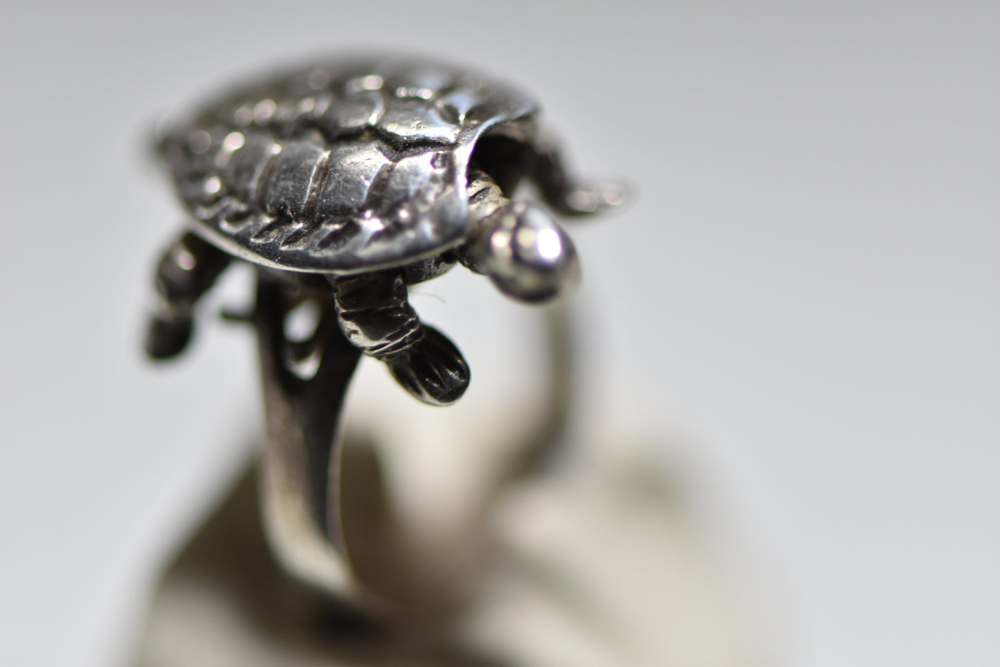 Turtle ring moving tortoise pinky women girls sterling silver