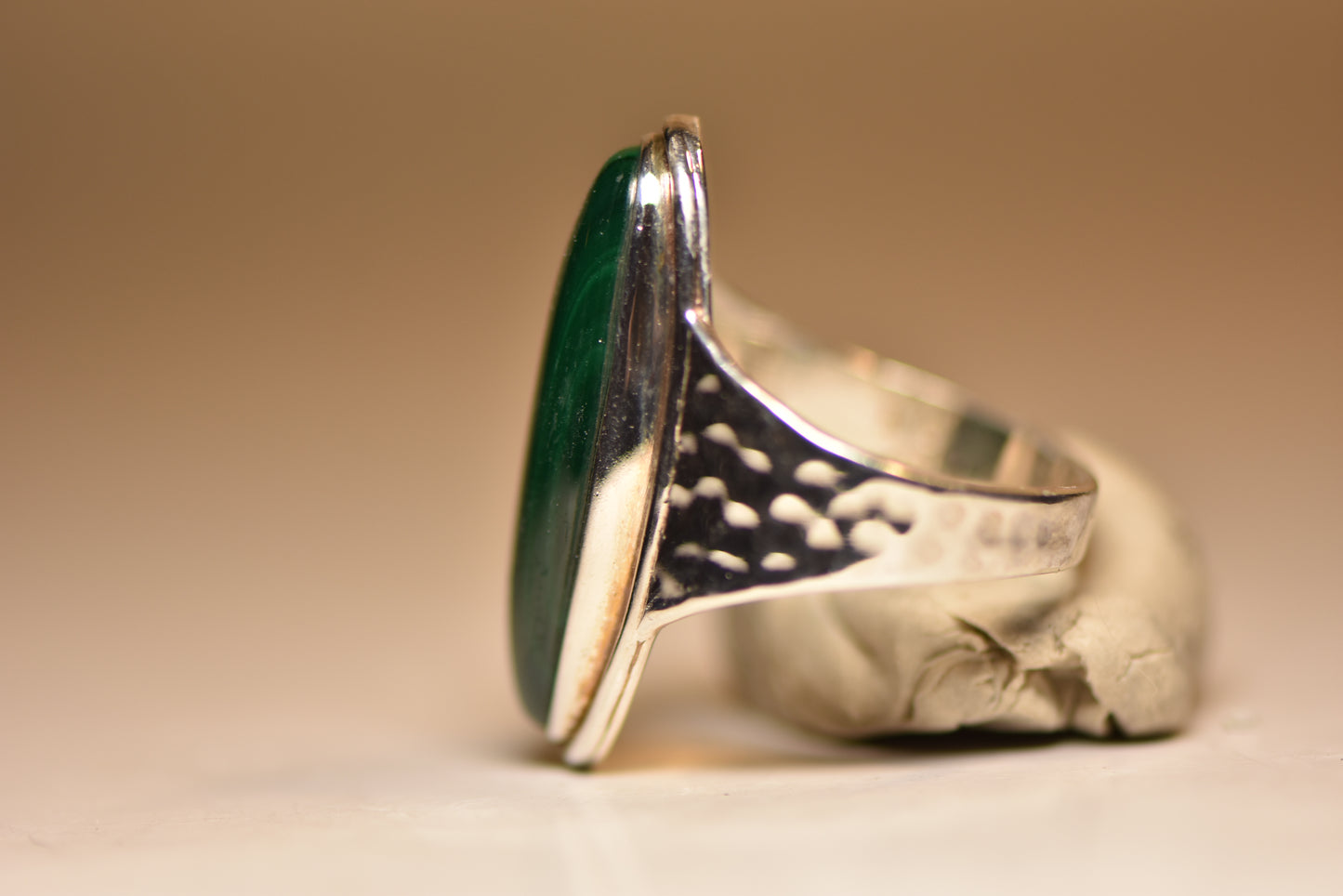 long malachite ring hammered band sterling silver women men