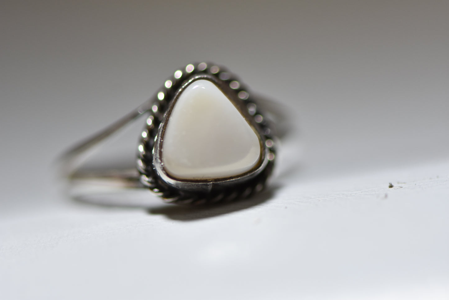 MOP ring Navajo mother of pearl pinky southwest band sterling silver girls
