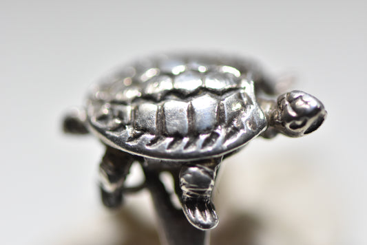 Turtle ring moving tortoise pinky women girls sterling silver