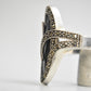 onyx ring Art Deco marcasite boho women sterling silver   Size 6.75