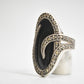 onyx ring Art Deco marcasite boho women sterling silver   Size 6.75