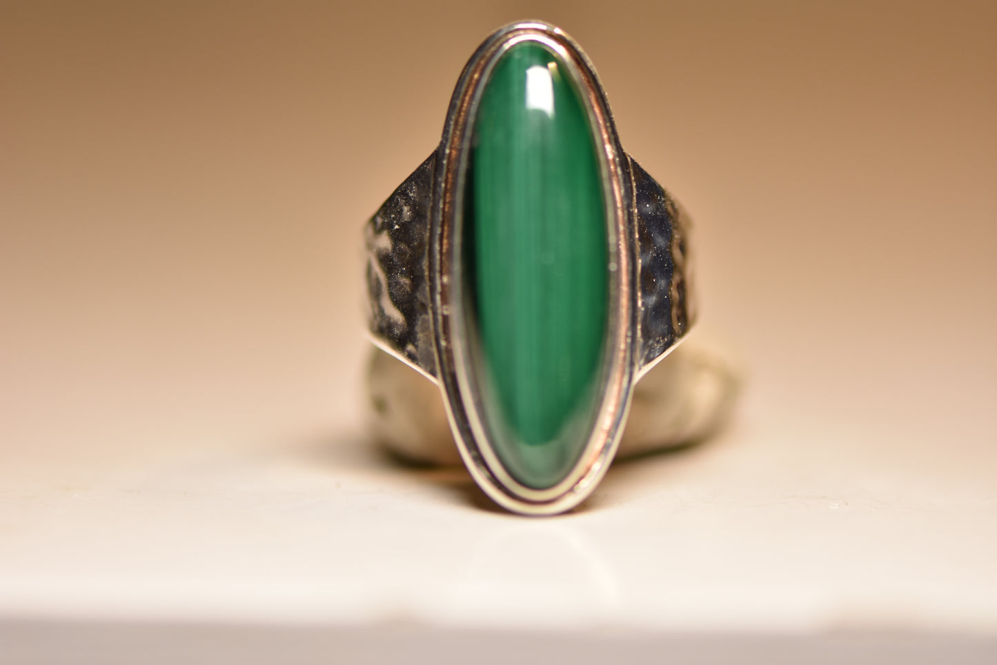 long malachite ring hammered band sterling silver women men