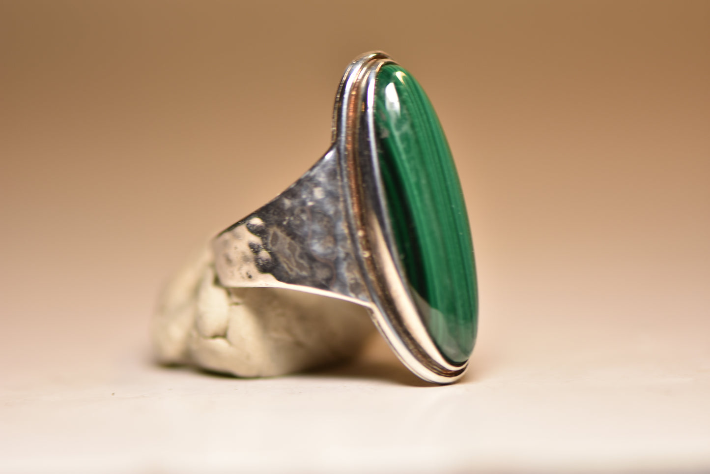 long malachite ring hammered band sterling silver women men