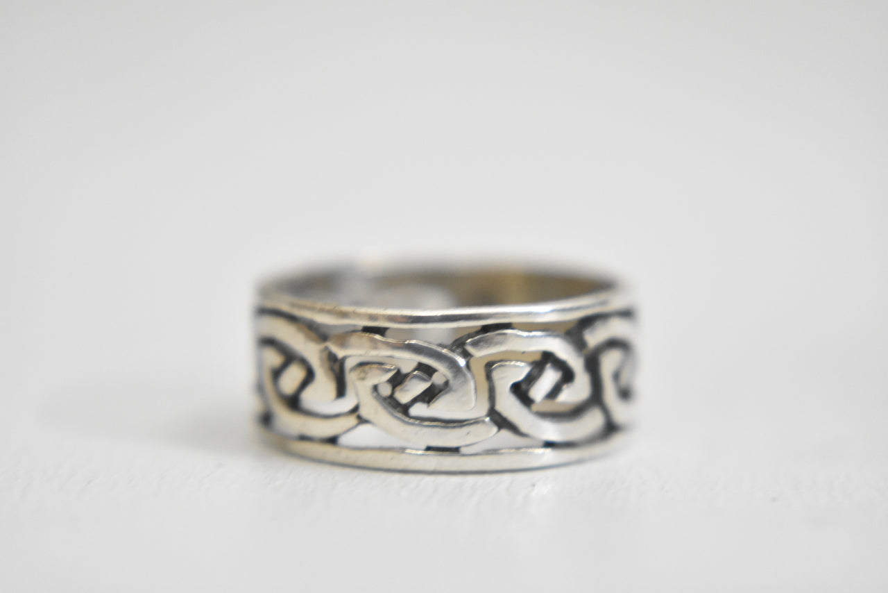 Celtic ring Irish knots woven thumb band sterling silver women  Size 6.50