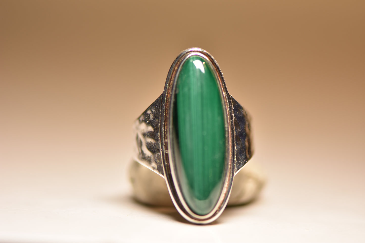 long malachite ring hammered band sterling silver women men