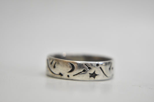 star ring shooting star thumb moon band sterling silver men Size 11