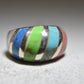 Turquoise ring MOP dome bubble band sterling silver women girls