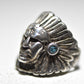 Chief ring size 8.25 feathers turquoise tribal women men sterling silver
