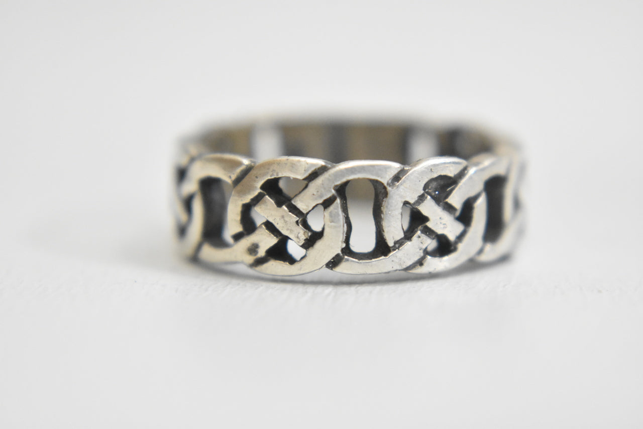 Celtic ring Irish knots woven thumb band sterling silver women Size 8.50
