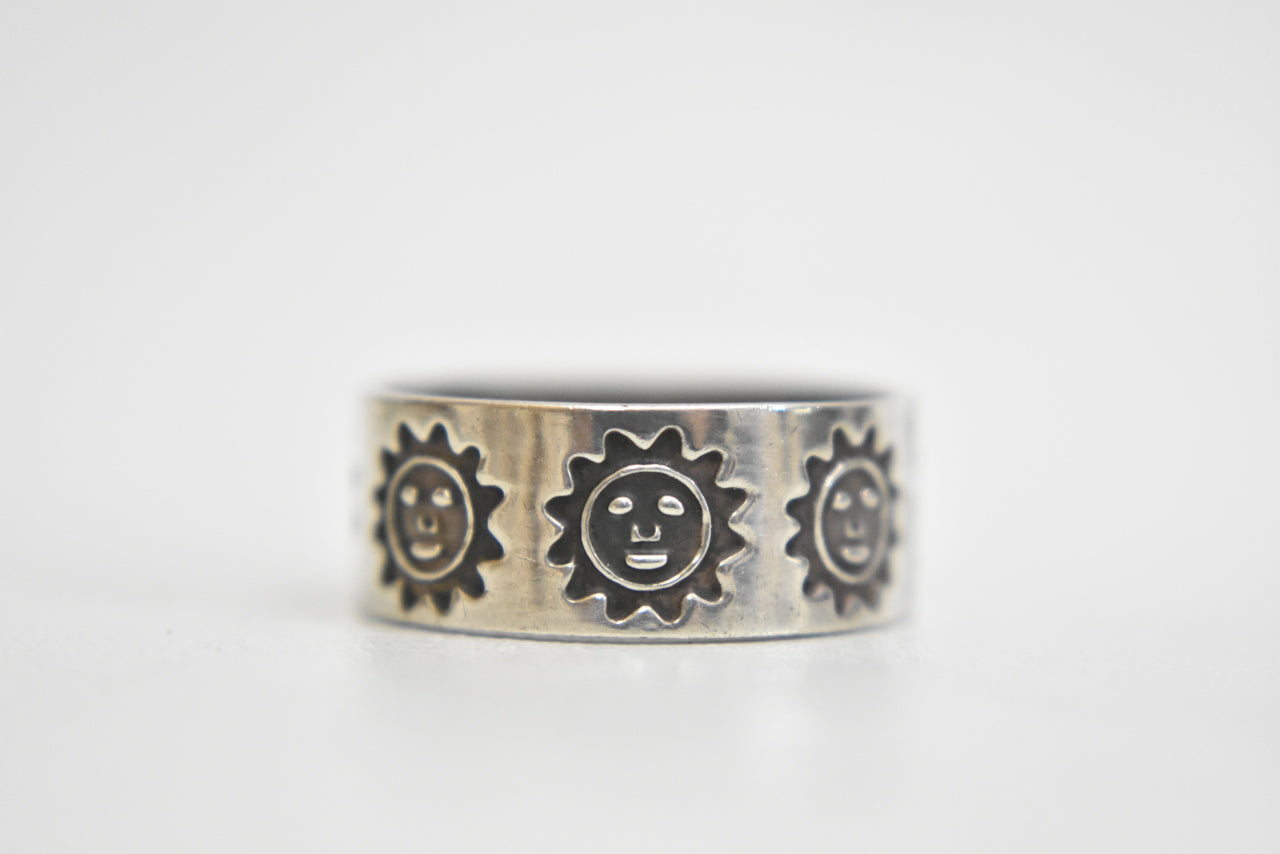 sun ring  sterling silver band Mexico southwest women Size 8.25