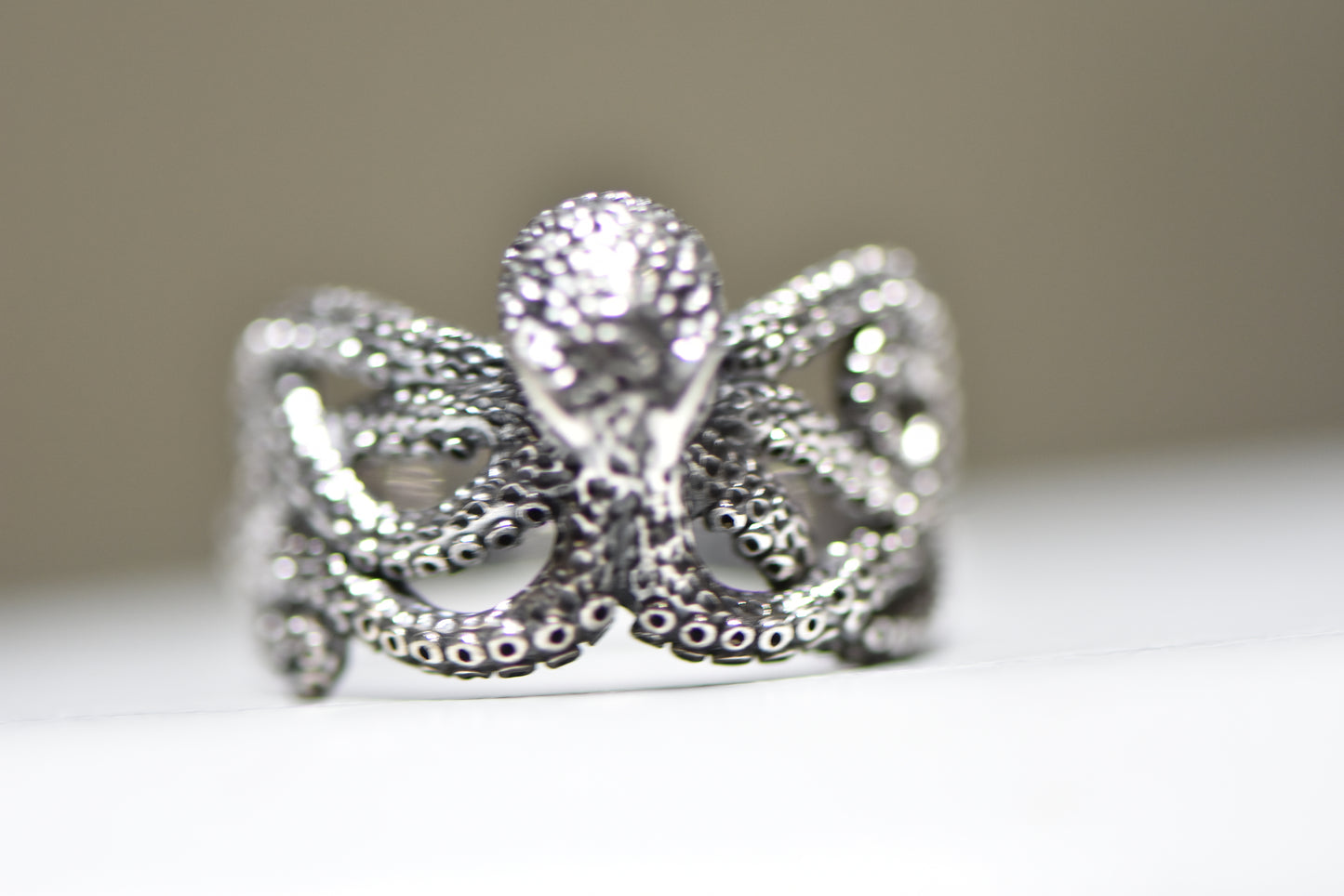 Octopus ring sterling silver band boho men Size 12