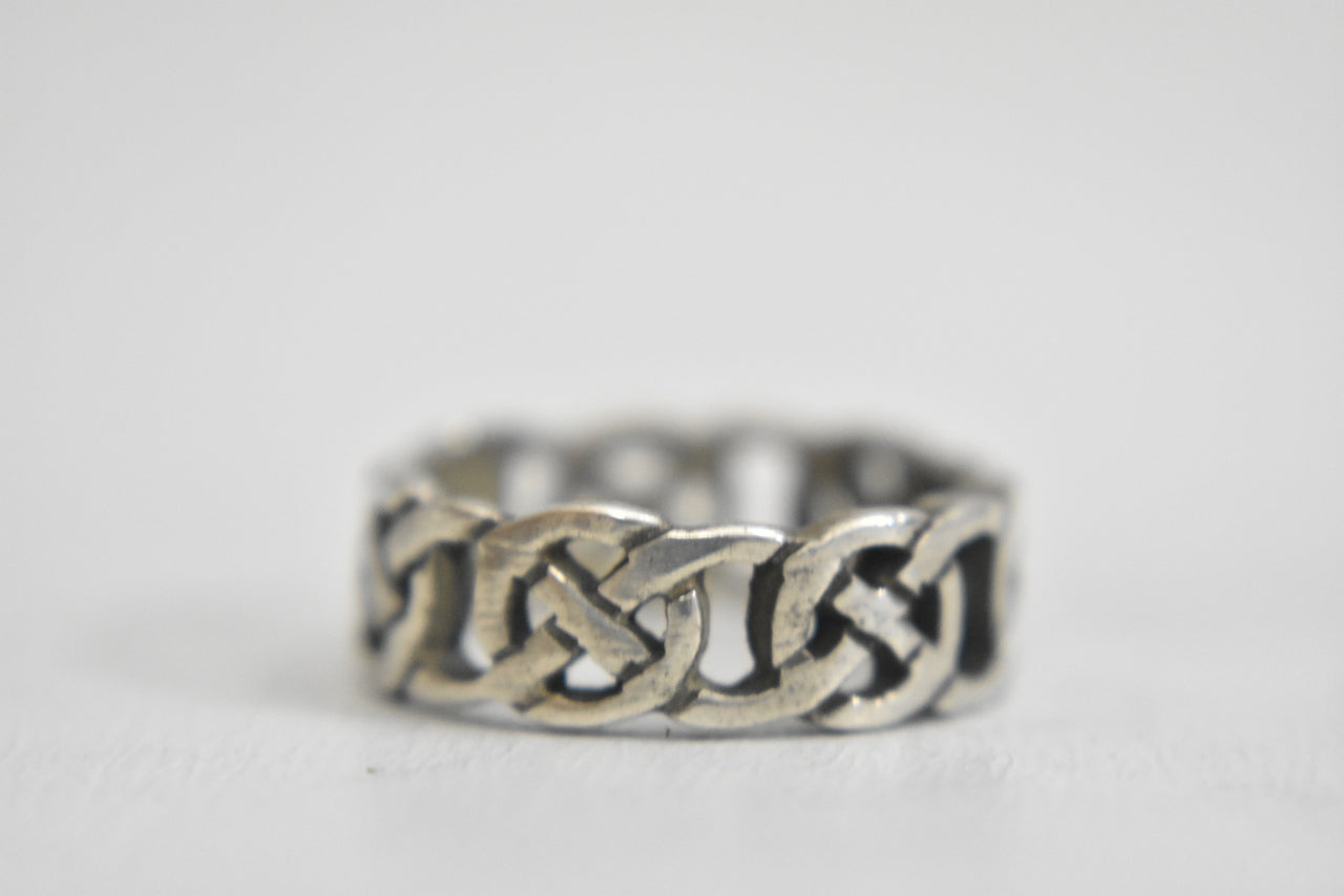 Celtic ring Irish knots woven thumb band sterling silver women  Size 7.50