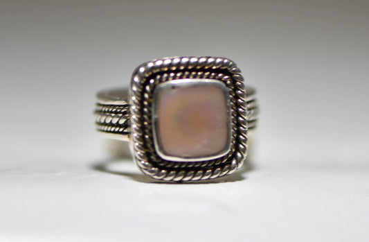 MOP ring mother of pearl southwest women  sterling silver Size 8
