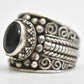 Onyx Cigar Band Sterling Silver Pinky Ring Size 5.50