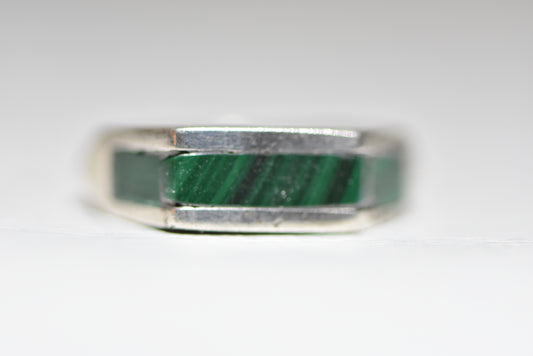 Malachite ring pinky stacker southwest band sterling silver