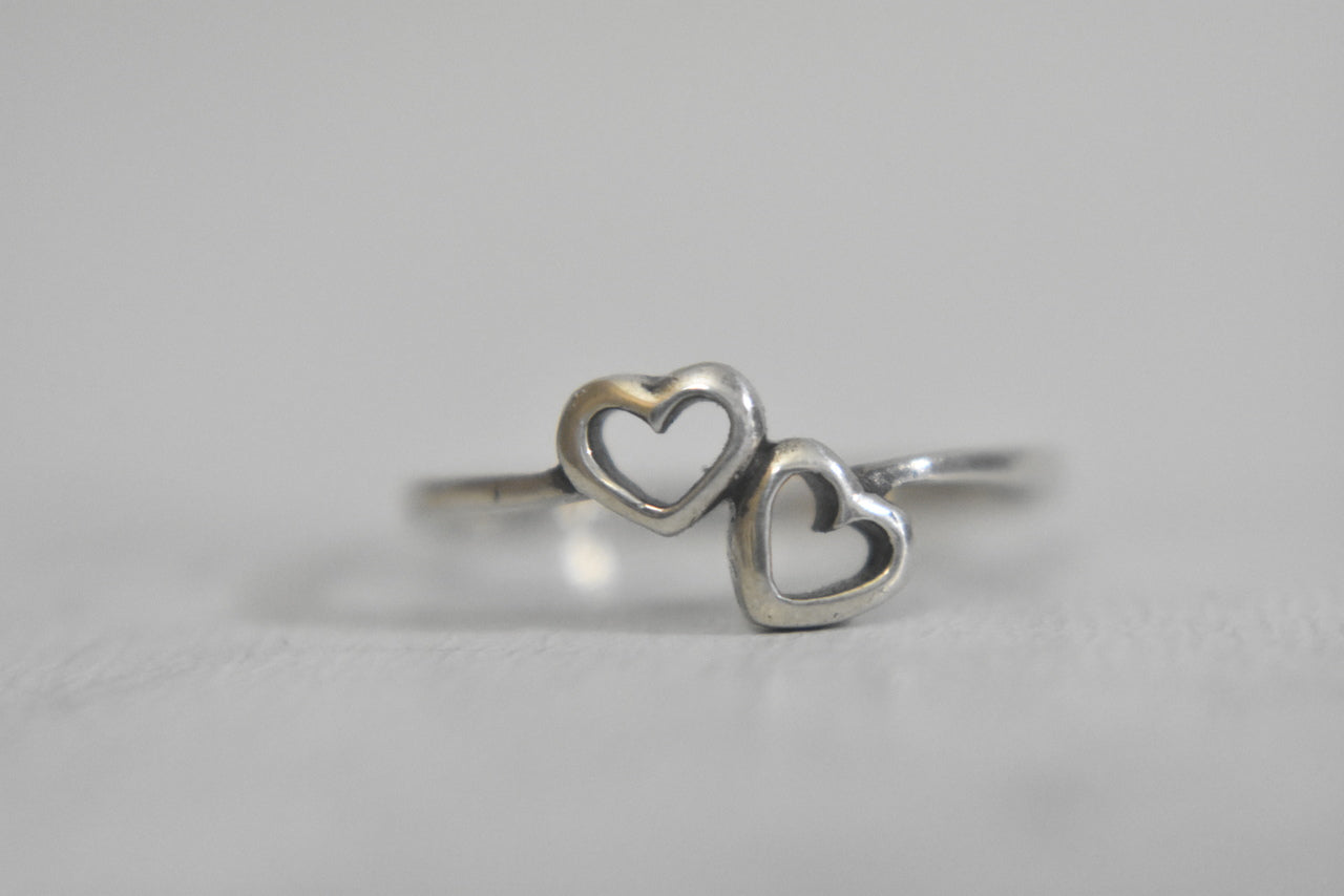 Heart ring pinky baby band sterling silver women girls children  Size   5