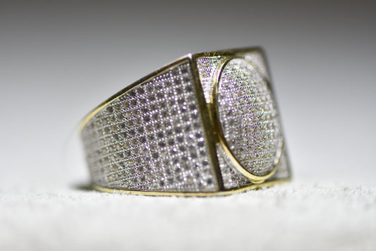 Mens  Ring Crystals band sterling silver