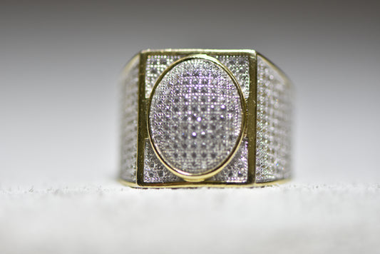 Mens  Ring Crystals band sterling silver