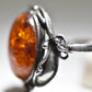 Amber Ring Art Nouveau Floral sterling silver women girls Size 7.50
