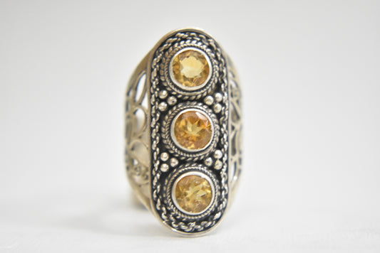 Citrine ring Size 6.75 long sterling silver women