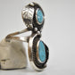 Long Turquoise ring Navajo sterling silver women   Size  5.25