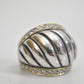 Cigar band ring size 5.75 Dome ring clear stones in a band boho cocktail sterling silver