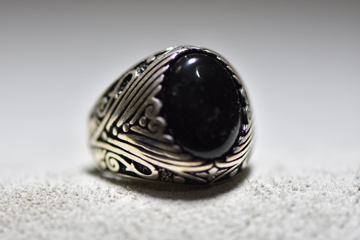 Onyx ring men band sterling silver