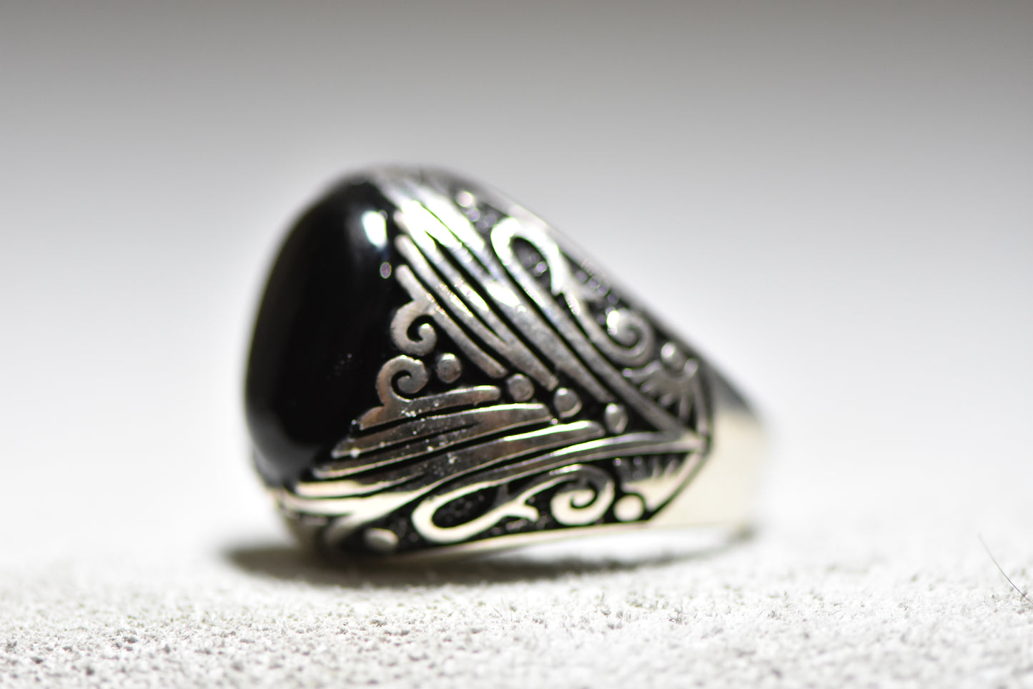 Onyx ring men band sterling silver