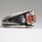 Navajo ring coral band southwest tribal sterling silver women