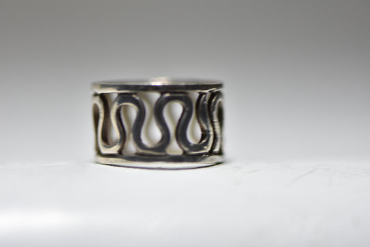 Wave ring wavy pinky band women sterling silver