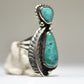 Turquoise ring long Navajo southwest sterling silver
