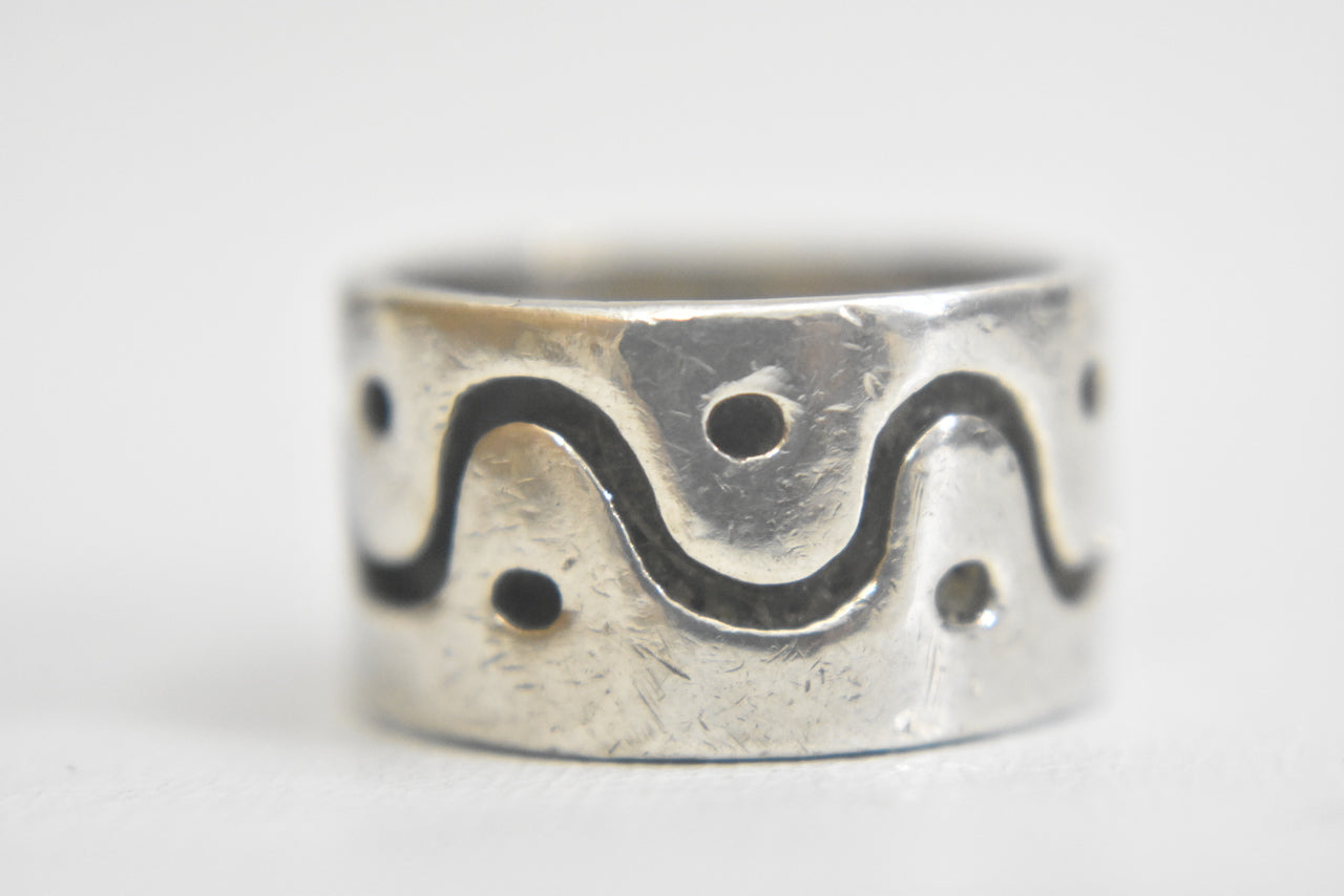 wave ring abstract thumb Band sterling silver women men  Size  7.50