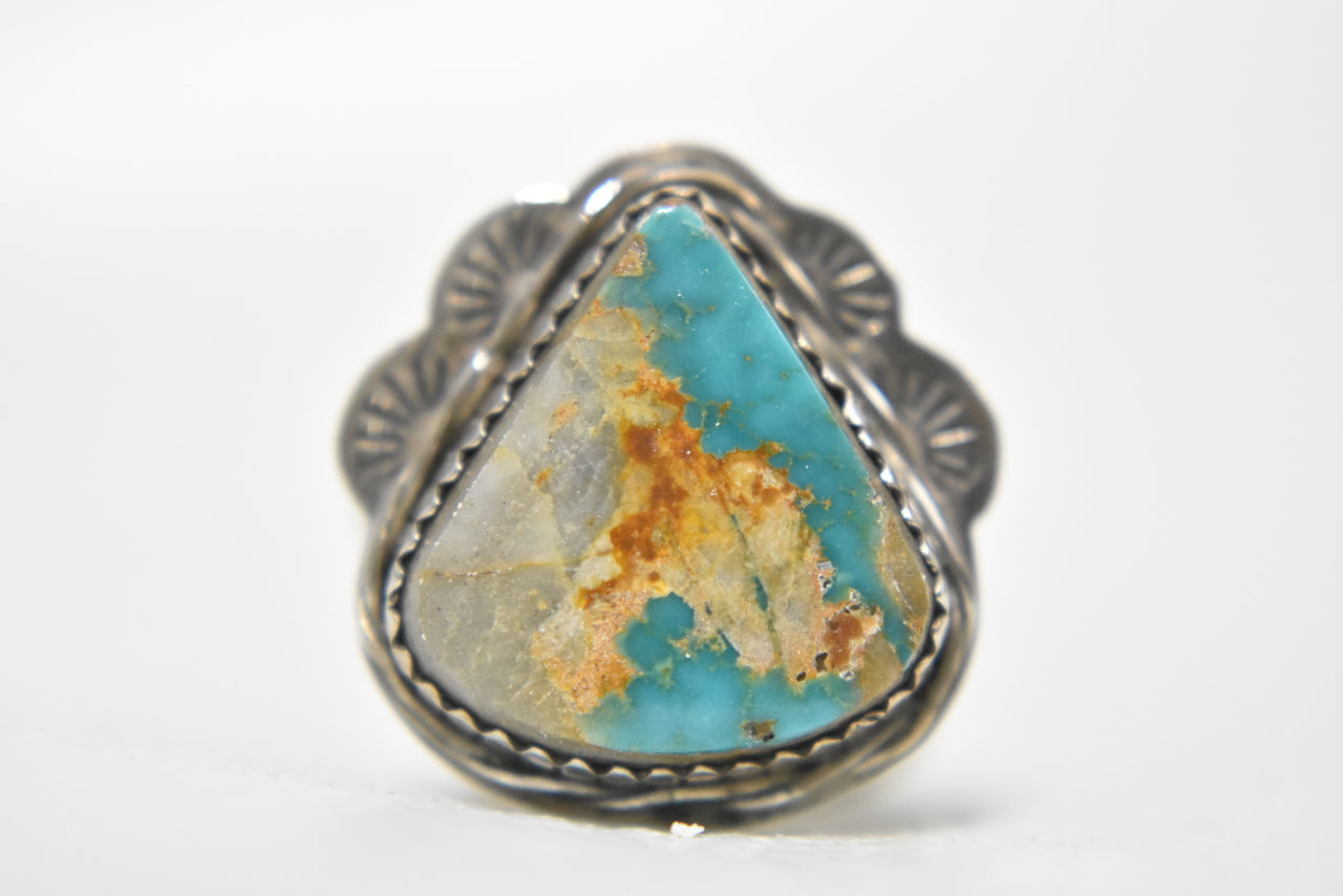 Navajo Turquoise Ring Vintage Sterling Silver Size 7.25