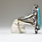 Turquoise ring long Navajo southwest feathers sterling silver
