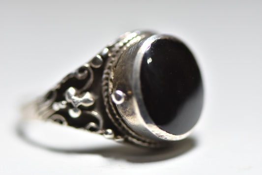 Poison ring onyx sterling silver women girls