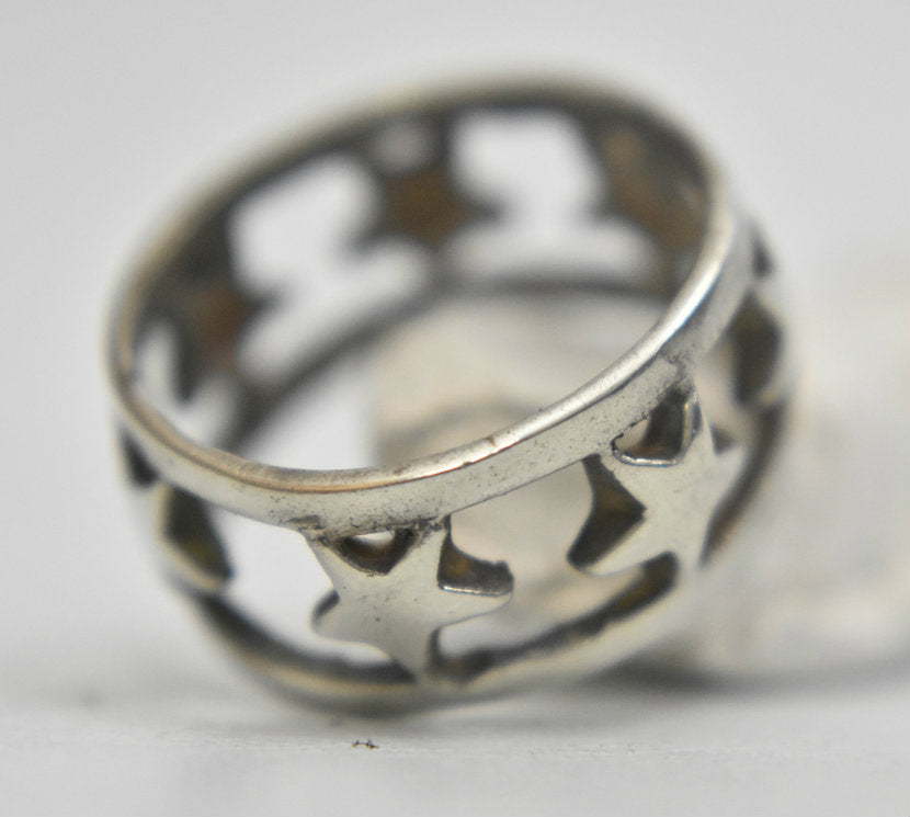 Stars ring celestial sterling silver band size 5.25