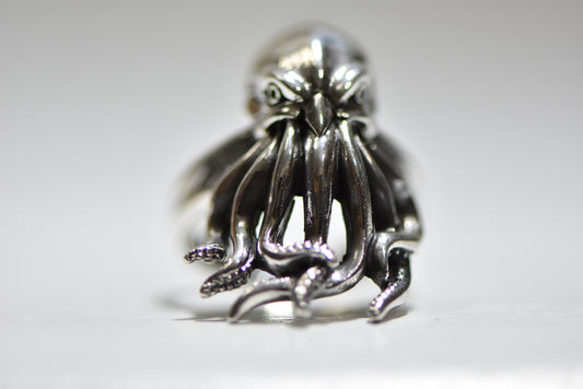 Octopus ring squid band Sterling Silver men women Size 10.25