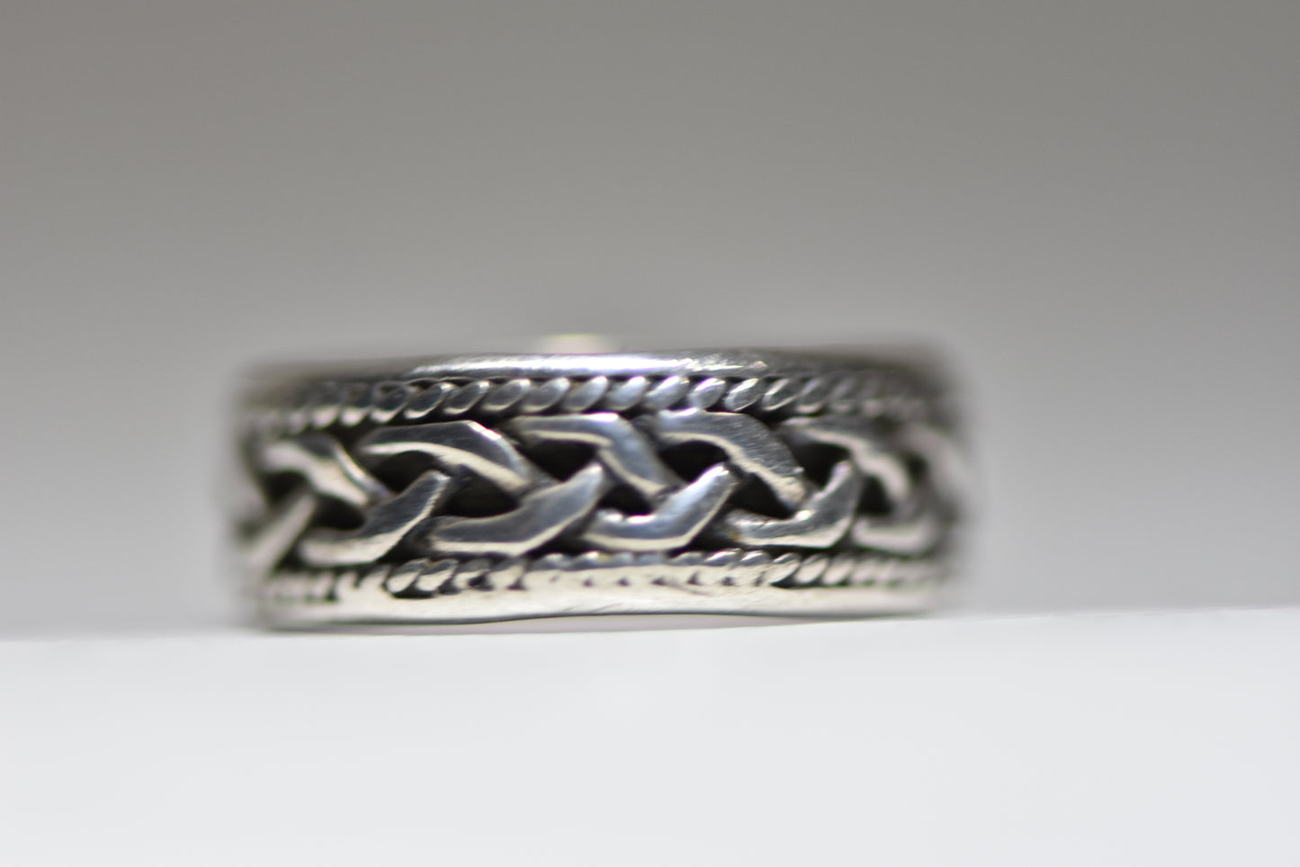 Braided ring size 4.25 southwest tribal biker pinky band women sterling silver