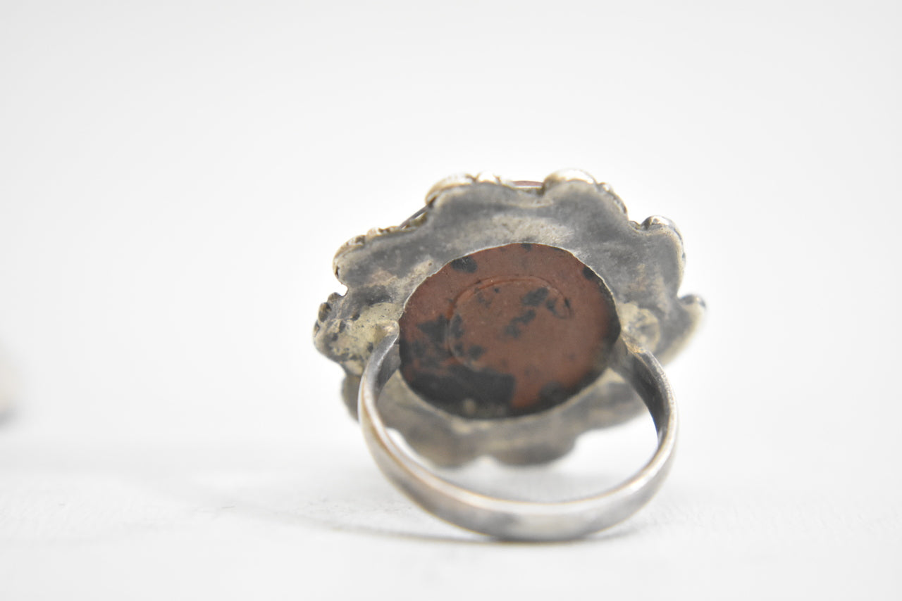 Mahogany Jasper ring sterling silver natural earth tones women Size  6.75