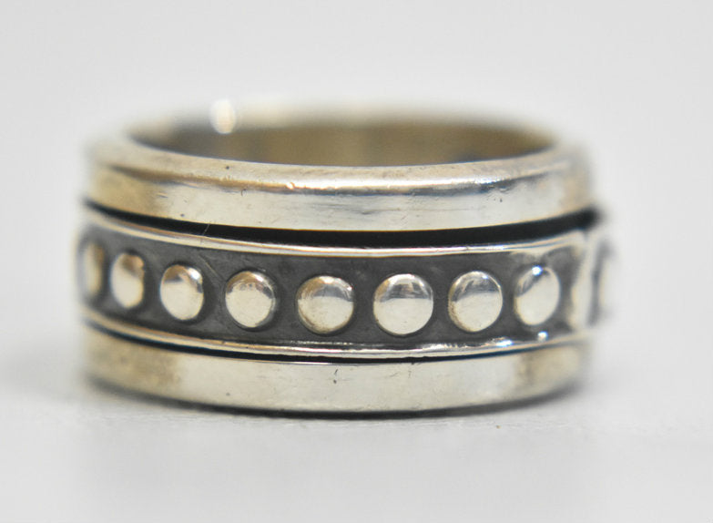 Spinner ring dots sterling silver ring thumb band  size 7.25