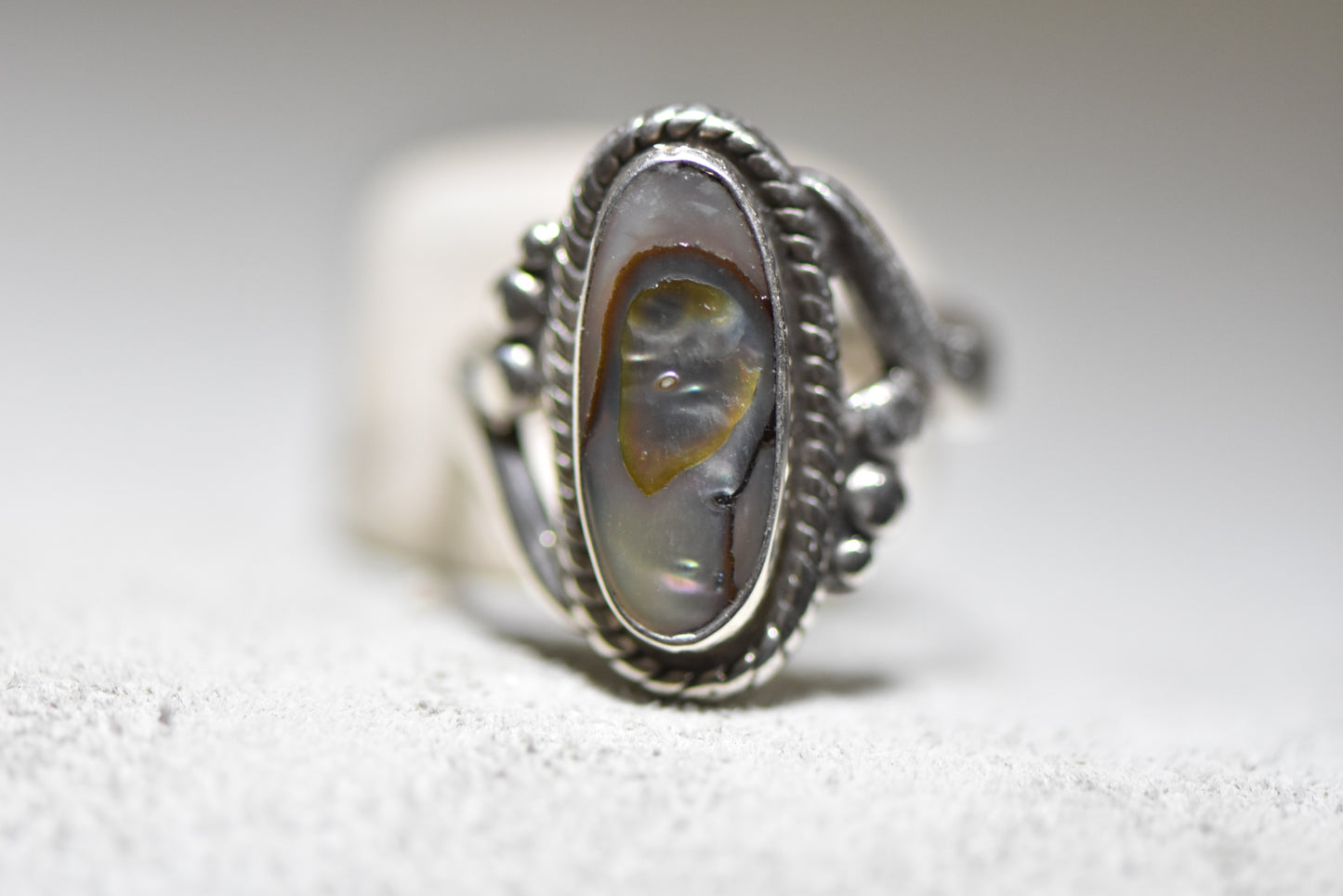Abalone Ring Bell Trading women girls Navajo sterling silver