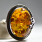 Amber Ring Art Nouveau floral Arts & Crafts sterling silver women Size  7.75