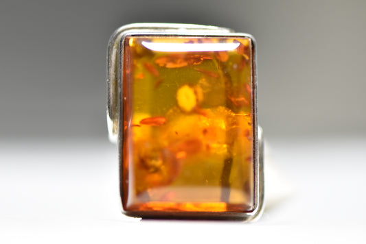 Amber Ring Art Nouveau Arts & Crafts sterling silver women girls Size 5.5