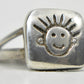Smiley Face Band Happy Face Ring Pinky Vintage Sterling Silver Size 5.2